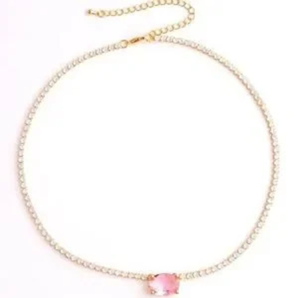CZ Tennis Chain 3A Zircon Paved Crystal Chain Choker 14+2 length